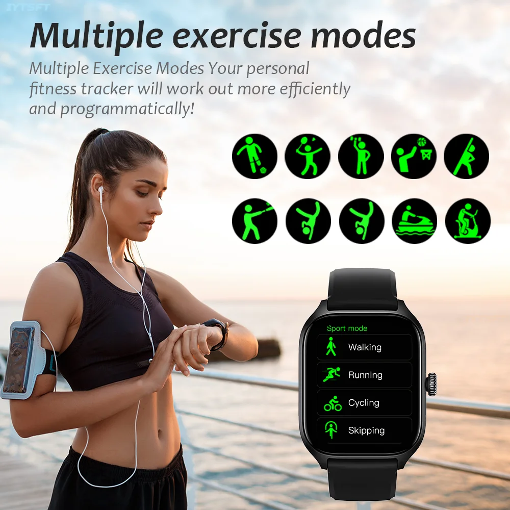 LAXASFIT New Smart Watch Bluetooth Voice Call Fitness Tracker Heart Rate Monitor Smart Watch Android IOS Men Women Holiday Gift