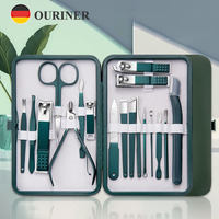 Ouriner7/10/12/18 Pcs Manicure Set Nail Clippers Kit Professional Stainless Steel Nail Care Tools with Leather For Man and Women