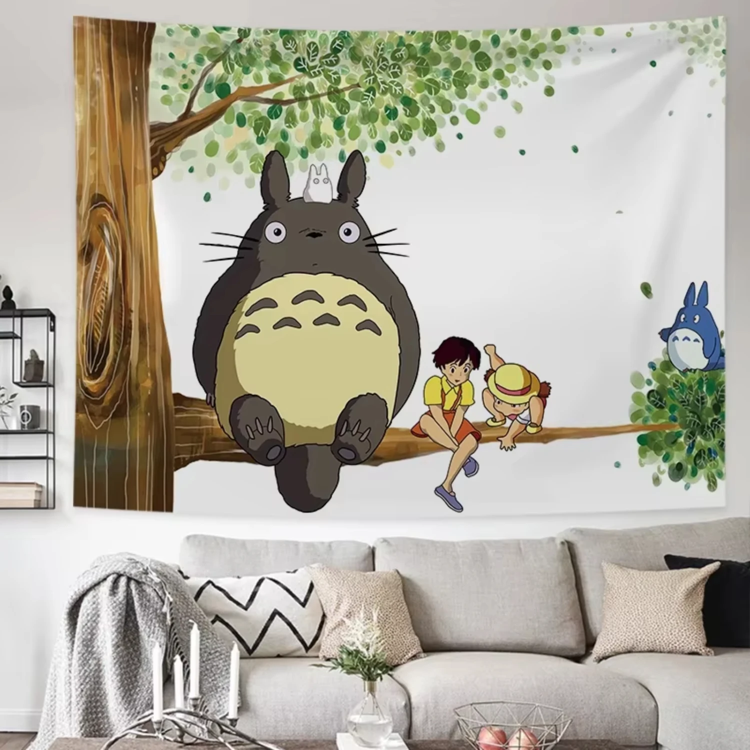 VIKAMA Totoro Tapestry, Studio Ghibli Bedroom Wall Hanging, Cozy Home Accent, Adorable Dorm Gift, Cute Living Room Artwork