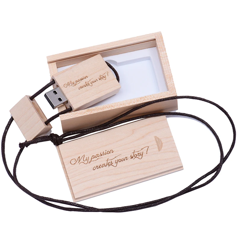 Free Custom Logo USB Flash Drive 128GB Creative Gift Pen Drive 64GB with Rope Memory Stick 32GB Wooden USB Stick 16GB Pendrive