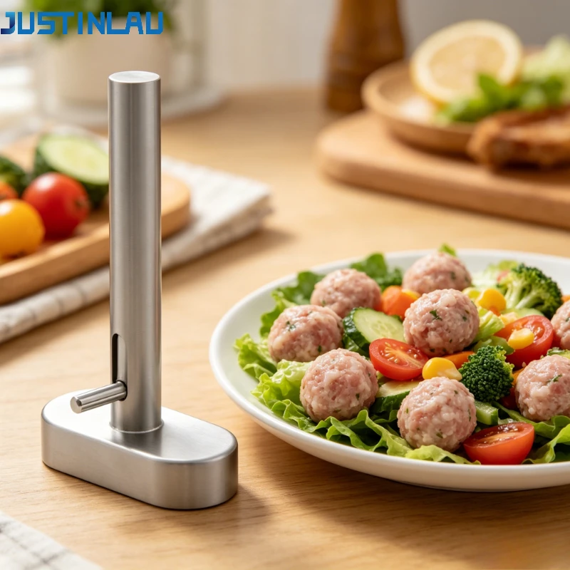 JUSTINLAU Oval Meatball Maker Stainless Steel Falafel Scoop Maker Sushi Mold Portable Handle Fried Meatball Tool Kitchen Gadget
