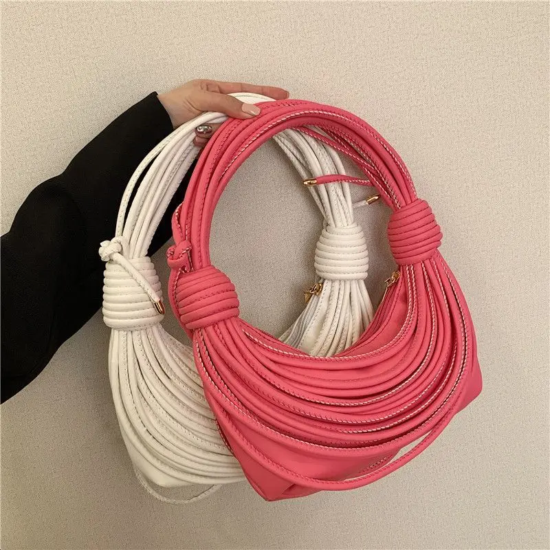 

Summer Woven Design Shoulder bag women Versatile Fashionable Unique Noodle Crossbody tote female seashell bag Cloud Bag