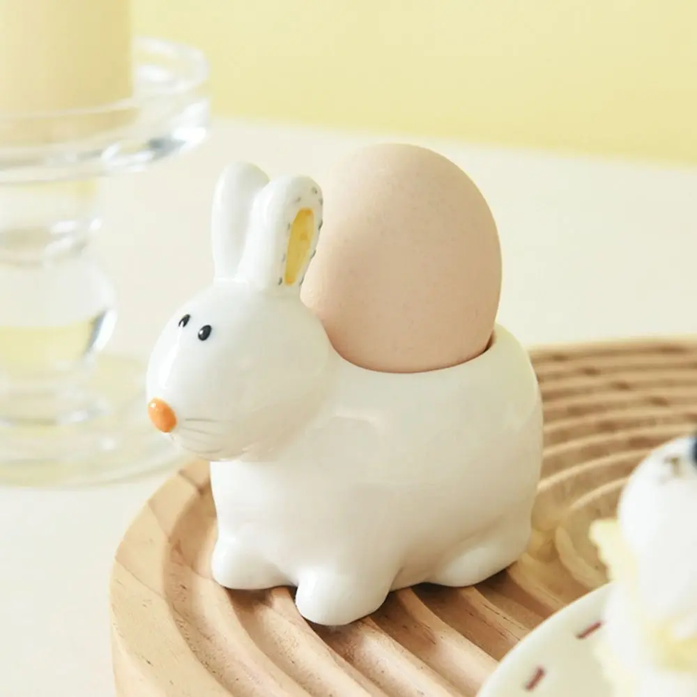Creative Ceramic Egg Holder Rabbit Bee 3D Cartoon Egg Cup Thermostability Table Centerpieces Steamed Egg Cup Kitchen Display