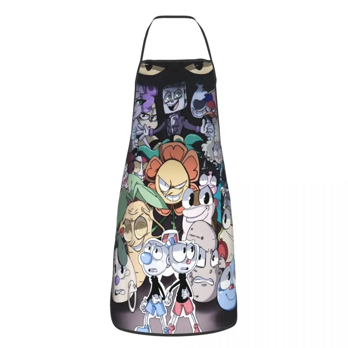 Cuphead Game Funny Aprons for Men Women Cartoon Character Adult Unisex Kitchen Chef Bib Tablier Cuisine Cooking Baking Gardening