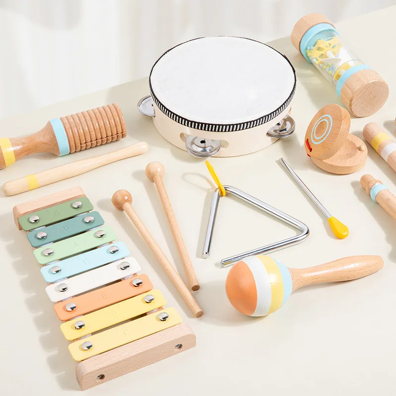 Orff-Conjunto de instrumentos para bebé, juguete educativo de música, desarrollo sensorial, coordinación mano-ojo para niños