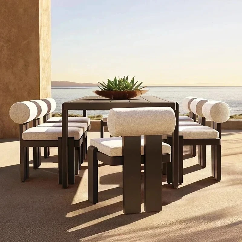 Wooden Outdoor Sofa Set - Waterproof Garden Chairs for Home Villa Homestay, Durable and Sun-Proof