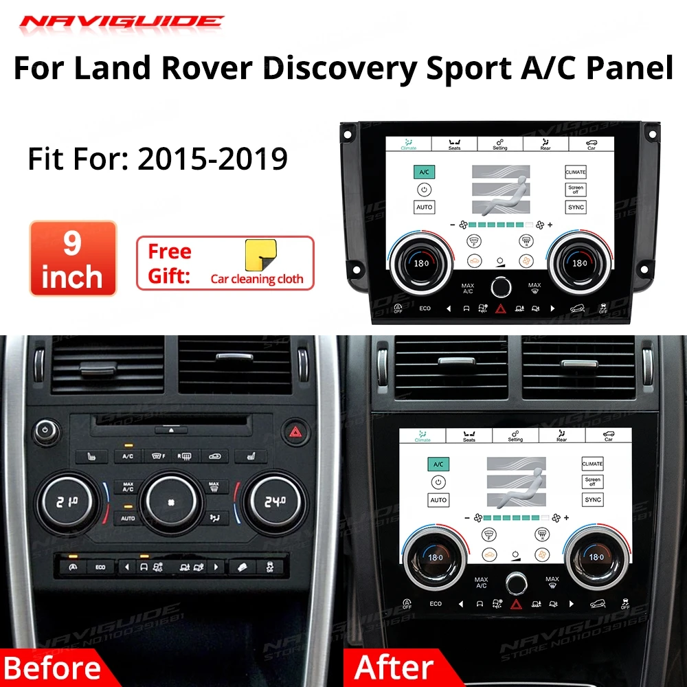 NAVIGUIDE Upgrade For Land Rover Discovery Sport L550 2015-2019Air Conditioning Climate Control LCD Screen Touch Screen AC Panel