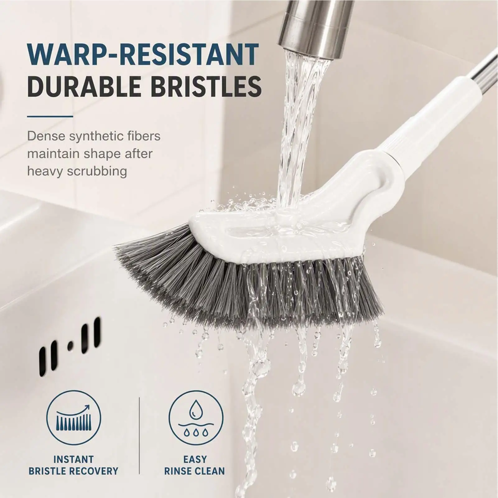 Long Handle Floor Scrub Brush Tile Long Handle Sweeping Scrubber Bathroom Tile Floor Brush for Indoor Outdoor Home Kitchen