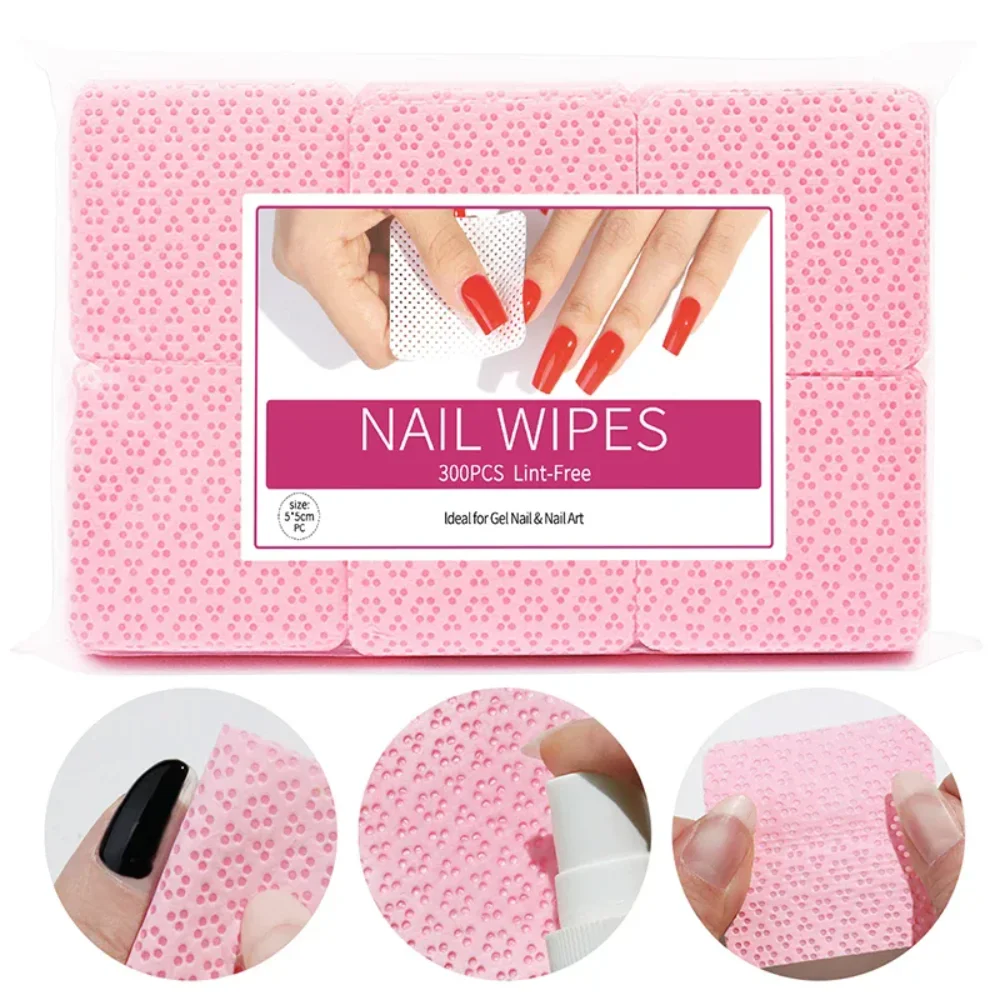 300 Stuks Niet-pluizende Gel Nagellak Remover Doekjes Katoen Cosmetische Nageldoekjes Kleurrijke Non-woven Nail Cleaning Pads