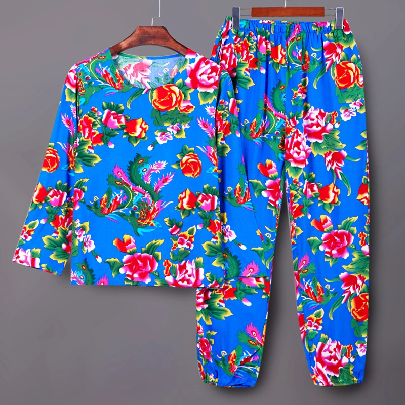 Mens 2 Piece Set Tracksuits Northeast Big Flower Long Sleeve Tshirt Trouser Sportwear Casual Oversized MenClothing TrackSuit Set