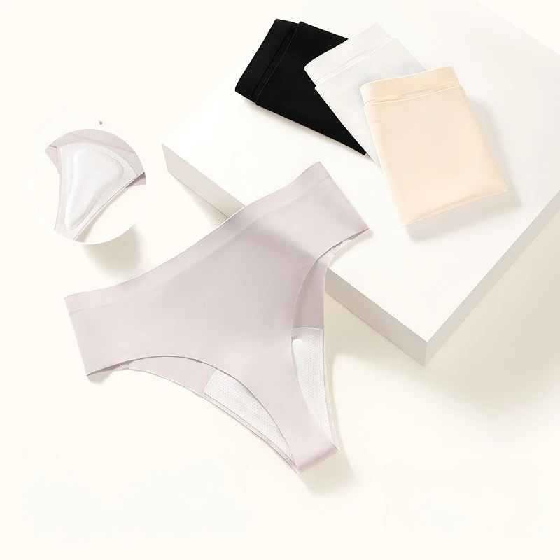 Ice Silk Women's Thongs Sexy Seamless Panties Low-rise Female Briefs Underwears Yoga Fitness Solid Panty Sexy Lingerie G-String
