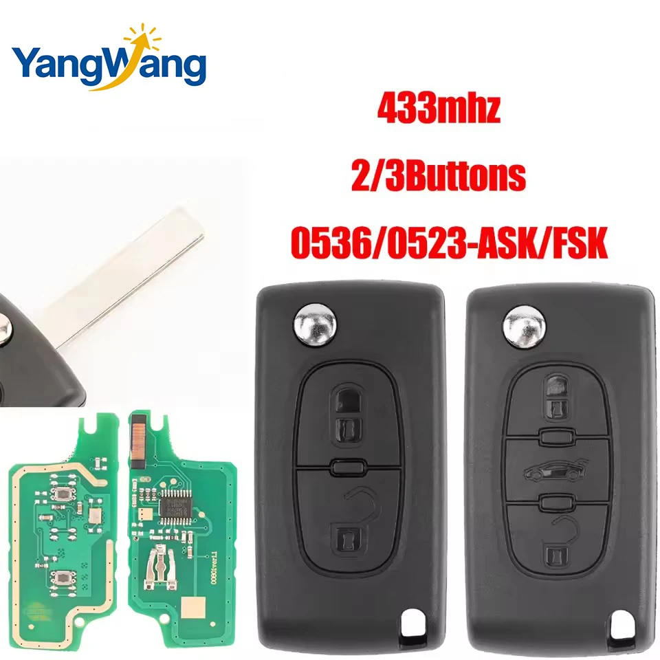 

2/3 botones para Peugeot 207 307 308 407 607 807 para Citroen C2 C3 C4 C5 C6 llave remota automática Va2/Hu83 CE0523 CE0536 ASK/