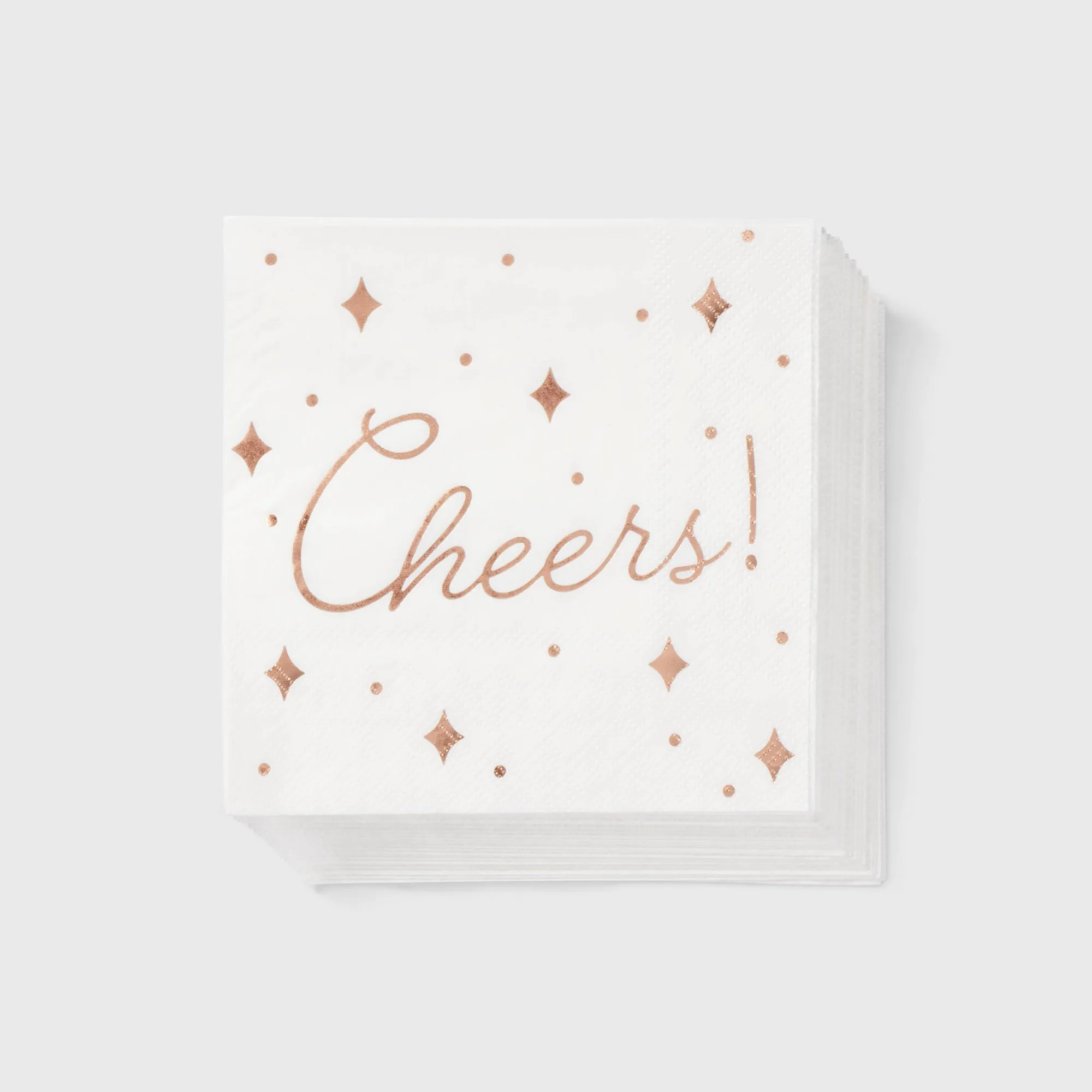 30ct Rose Gold Cheers Beverage Napkins, Disposable Paper Cocktail Serviettes For Parties, Bars, Weddings