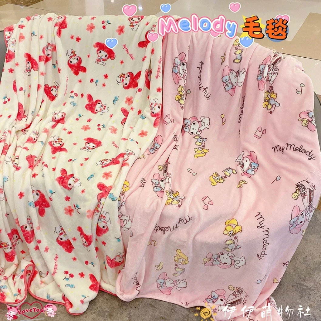 

Милое одеяло My Melody, теплое удобное одеяло из кораллового флиса, одноразмерное одеяло для сна, покрывало в японском стиле, постельное белье, одеяло