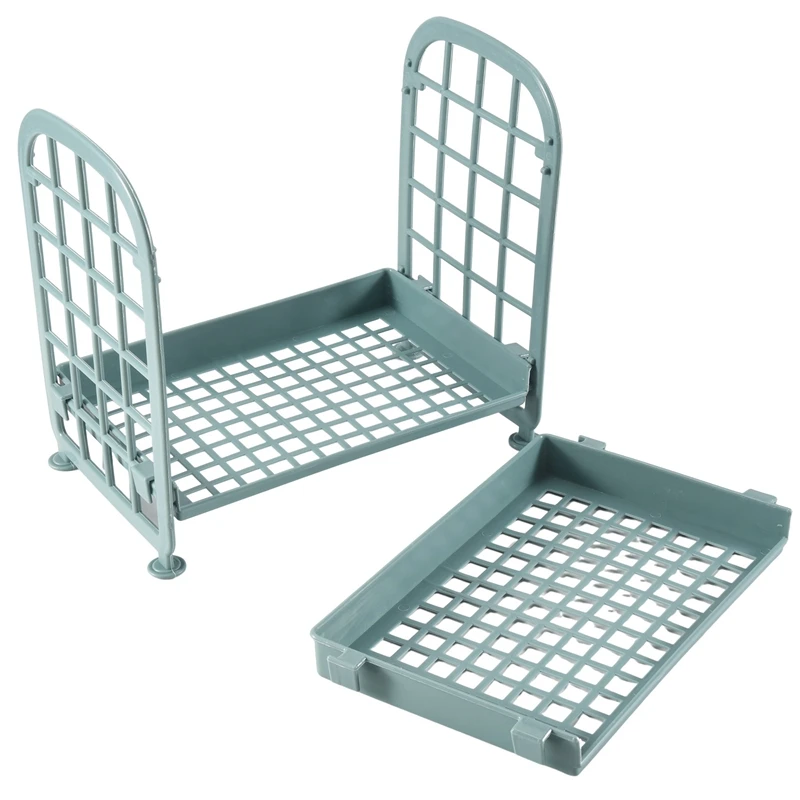 ¡Promoción! Estantes de almacenamiento, estantes de almacenamiento pequeños de plástico, estantes de 2 niveles, estante de cocina, organizador de baño (azul nórdico)