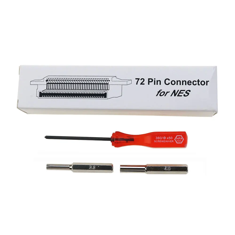 JCD 1Set 72 Pin Game Cartridge Slot Connector Adapter do NES Wymienne części naprawcze W/3.8mm 4.5mm Y Śrubokręt Narzędzia naprawcze