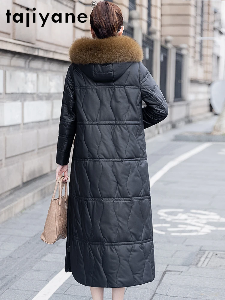 TAJIYANE Pelle di pecora Piumino d'anatra Donna Collo di pelliccia di volpe Giacche in vera pelle Capispalla da donna premium 2025 Abbigliamento invernale da donna