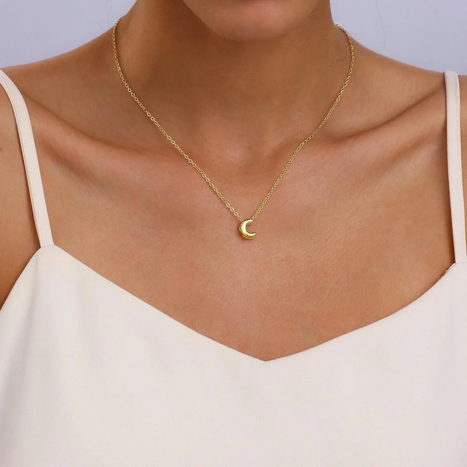 Dainty Mini Balloon Bubble Letter Initial Necklace for Women Stainless Steel Gold Plate A-Z Letters Pendant Necklaces Jewelry