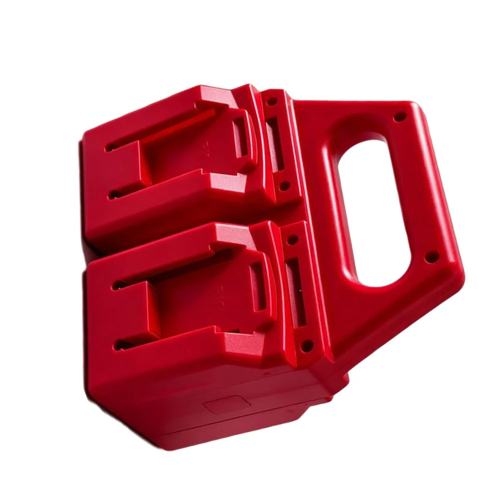Red 4-Slot ABS For battery Holder Stand for For parkside 18V Batteries Storage Organizer Bracket Stable Mounting 16.2x7.8x16.5cm