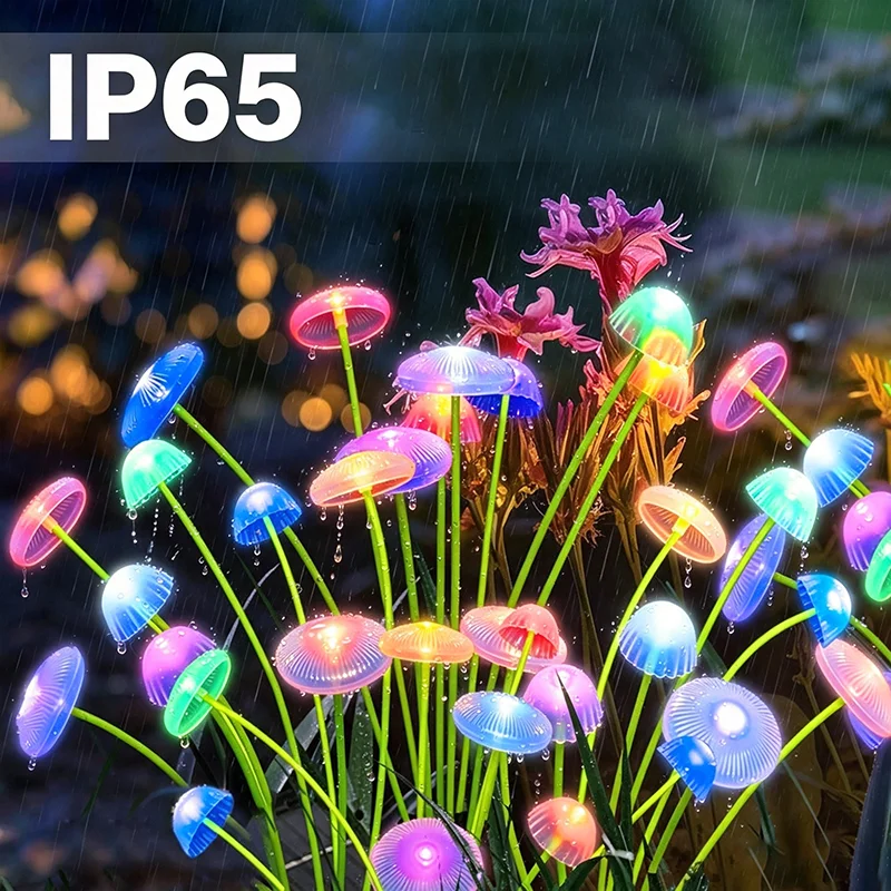 1/2/4 Pcs Outdoor Solar Mushroom Light Waterproof Solar Jellyfish Light Colorful Decorative Lamp for Garden Terrace Scenic Spots