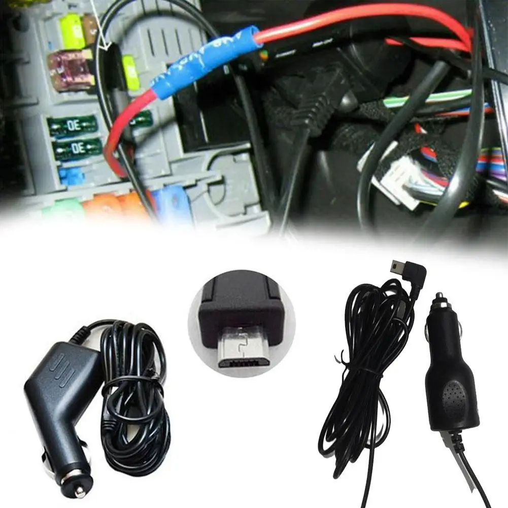 12V 2.4A Mini /Cable Interface Dual USB Port Car Charger For Dash Cam DVR RF Charging With 300cm Cable