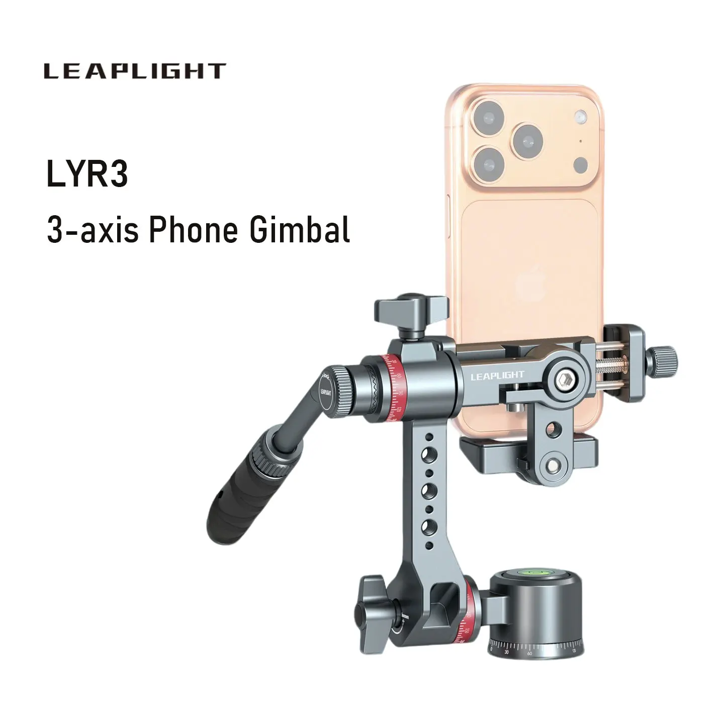 Leaplight LYR3 Gimbal Universal 3-Axis untuk Ponsel, Stabilisator dengan Kemiringan yang Dapat Disesuaikan, Rotasi 360 Derajat untuk Perekaman Video dan Siaran Langsung