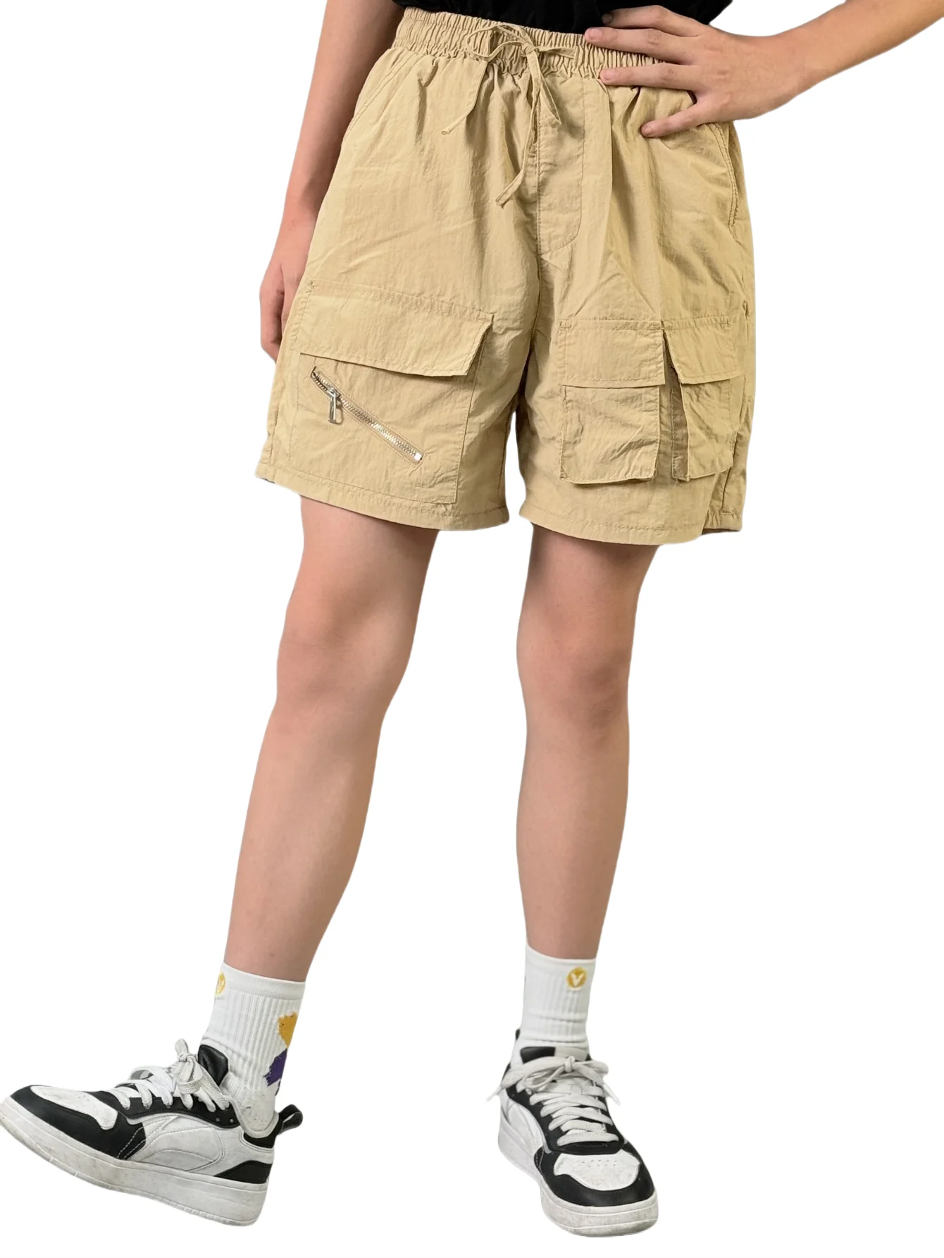 

Khaki Style Women's Shorts 2025 New Product Classic Large Pocket With Zipper Decoration Promotional Offer With Free Shipping