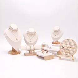 1pc Wood Jewelry Display Rack Pendant Necklace Bracelet Earrings Ring Storage Stand Holder Counter Jewellery Showcase Organizers