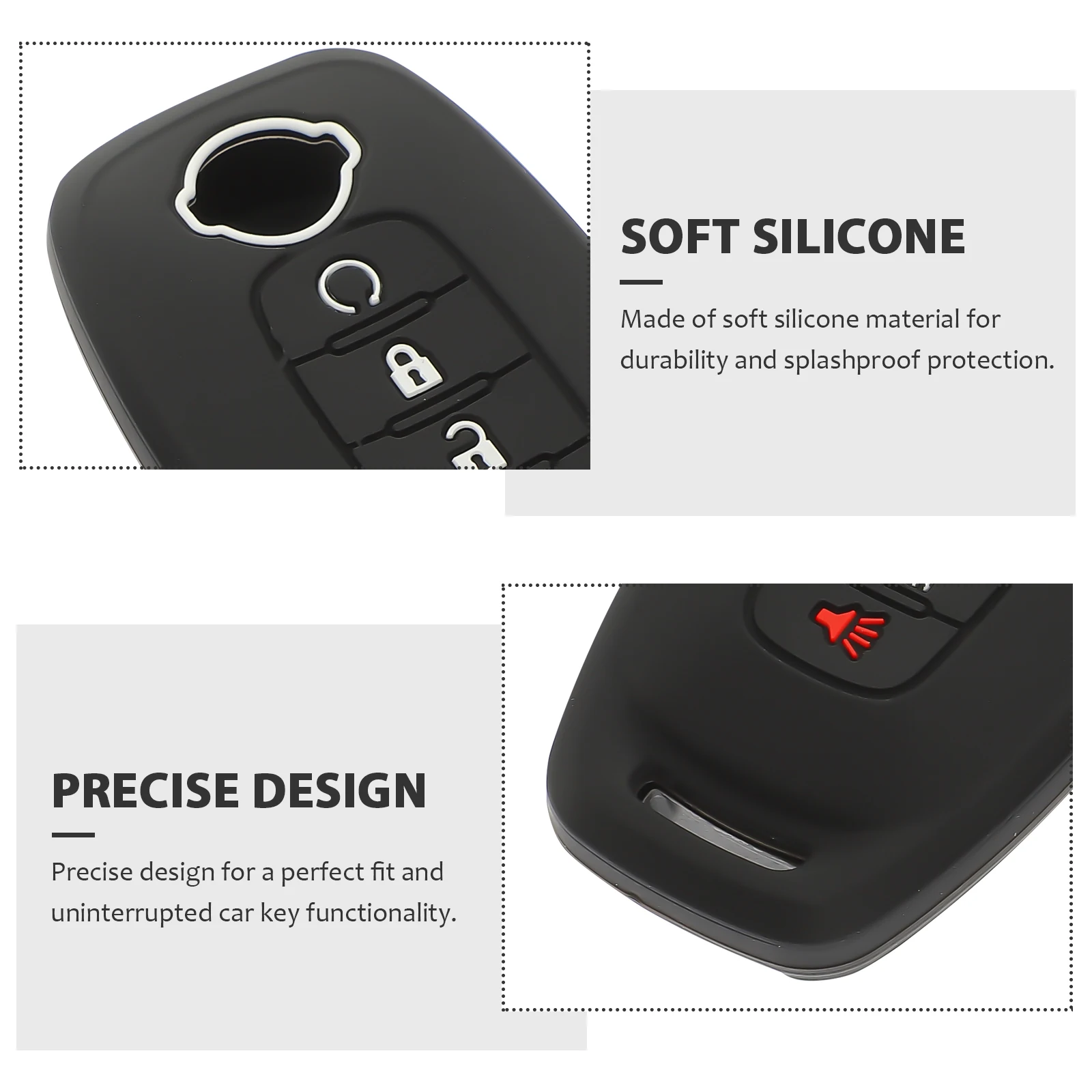 

2pcs Car Key Cover Protective Case Black Red Keys Silica Gel Soft Splashproof Precise Fit Extended Lifespan Car Key Holder Fob