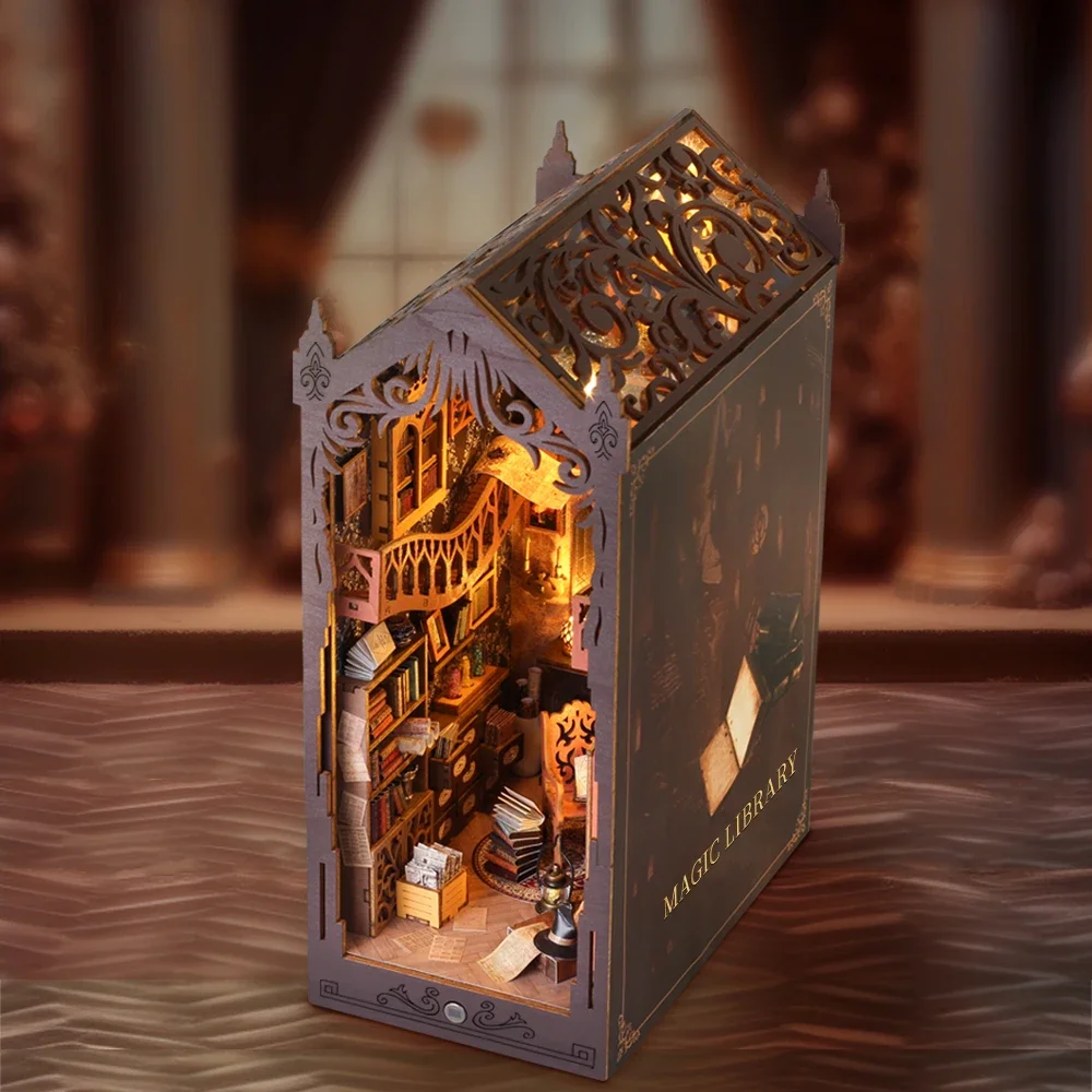 

Волшебная библиотека, книжный уголок, полка, вставка, деревянные наборы «сделай сам», миниатюрный строительный комплект, подставки для книг, книжная полка, кукольный домик для друзей, рождественские подарки