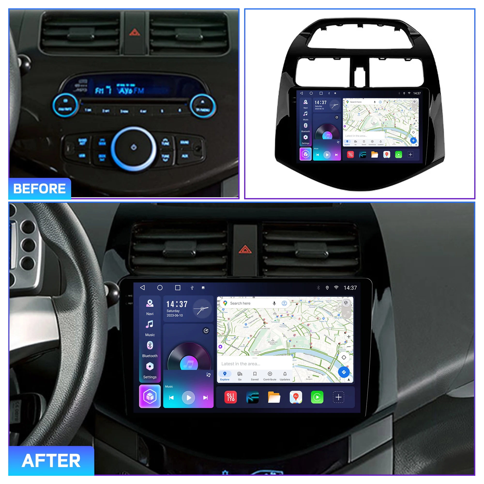 Penhui Android Car DVD Player 2 Din for Chevrolet Spark 2009 - 2016 Multimedia Screen with DSP, Bluetooth, Audio & CarPlay