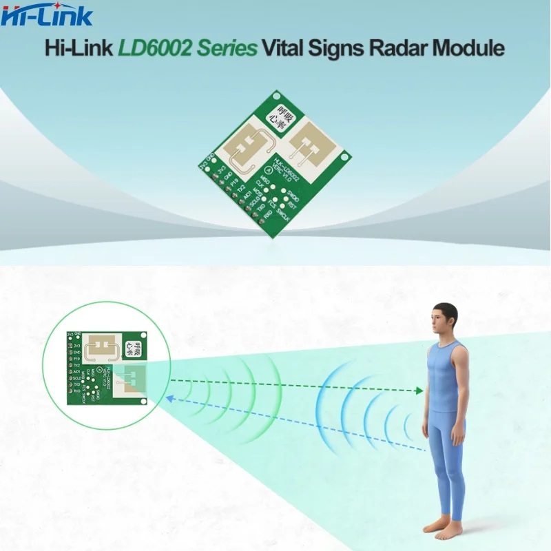 HiLinK  heart rate detection 60GHz presence detection HLK-LD6002 LD6002B FMCW radar module human respiratory alarm