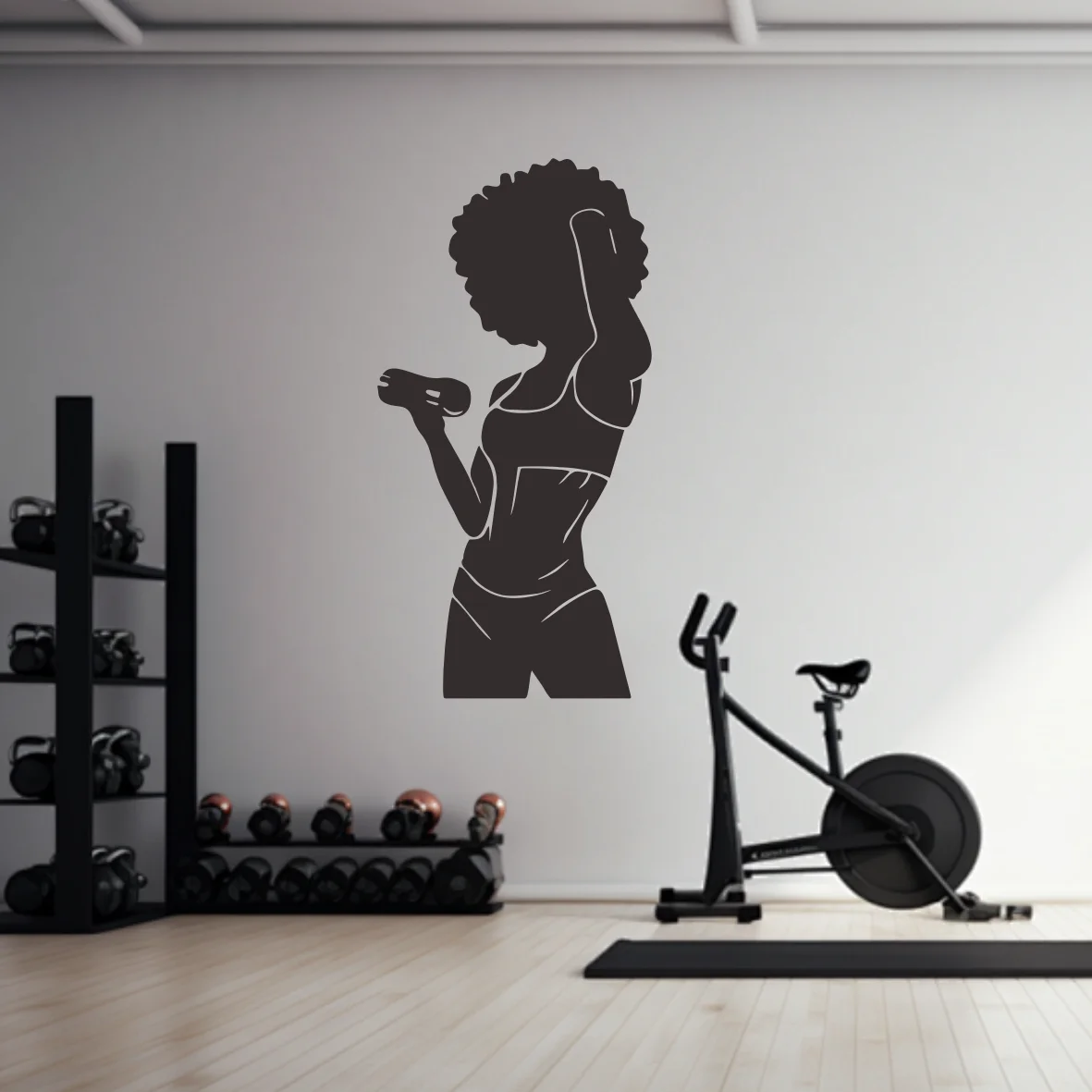 

Afro Girl Power Gym Decal - Fitness Motivation Sticker, CrossFit Vinyl Art, Removable Home & Gym Decor