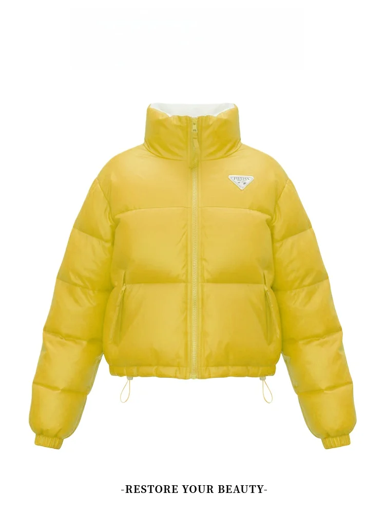 Or feminino puffer jaet 2025 inverno novo solto fce forrado pão sle thi quente zíper casaco de algodão outerwear
