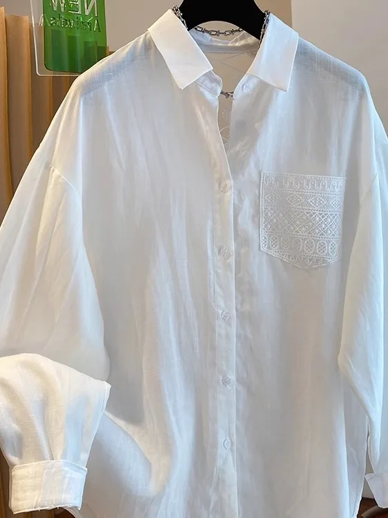 

Высококачественная рубашка больших размеров с длинным рукавом для ранней осени, свободного кроя, с защитой от солнца, молодежная, модная, повседневная.