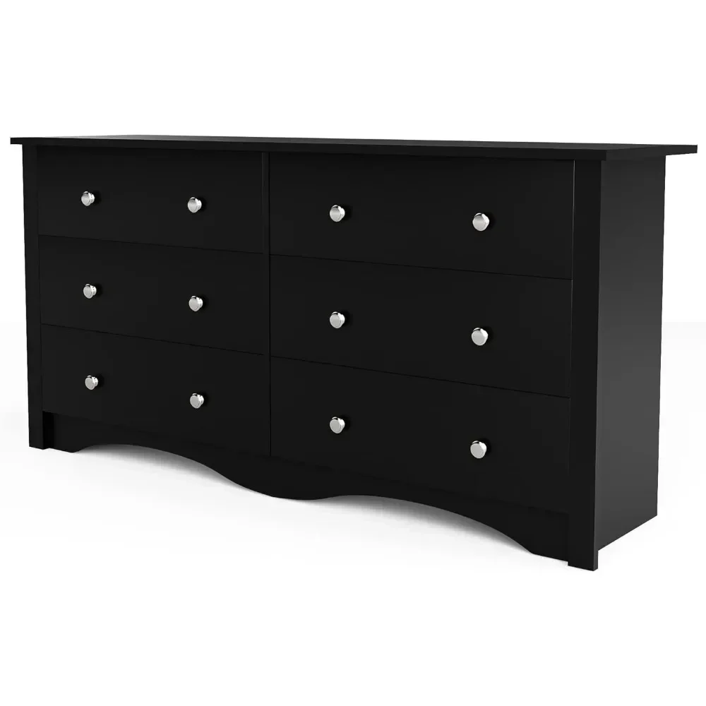

Doppelkommode mit 6 Schubladen Schlafzimmer, industrielle Holzkommode, moderne Kommode mit 6 tiefen Schubladen