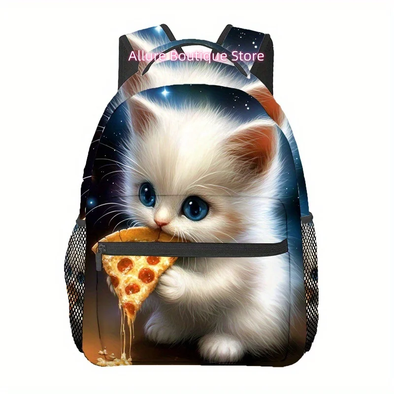 

Galaxy Space Kitten Cat Eat Pizza_4 Outdoor Sports Backpack, Adjustable Comfortable Shoulder Strap Travel Backpack for Hiking Be