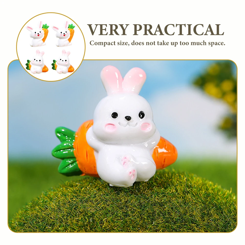 

10 Pcs Creative Rabbit Decor Mini Bunny Figurines Resin Toys Small Animals Electron Music House Accessories