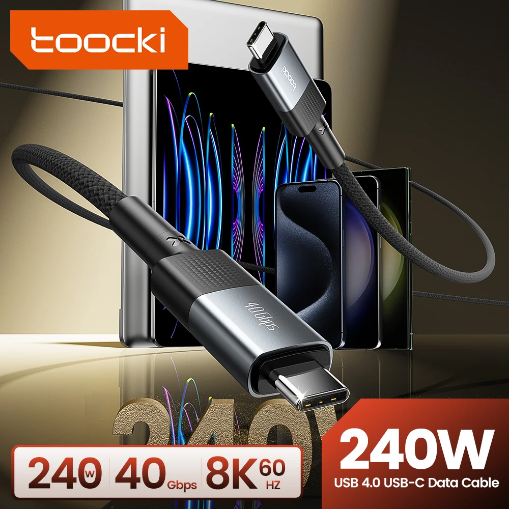 Toocki PD 240W USB C To USB C Cable 8K HD 40Gbps Data Cable Fast Charging For Macbook iPhone 17 16 Samsung S26 Huawei Xiaomi TV