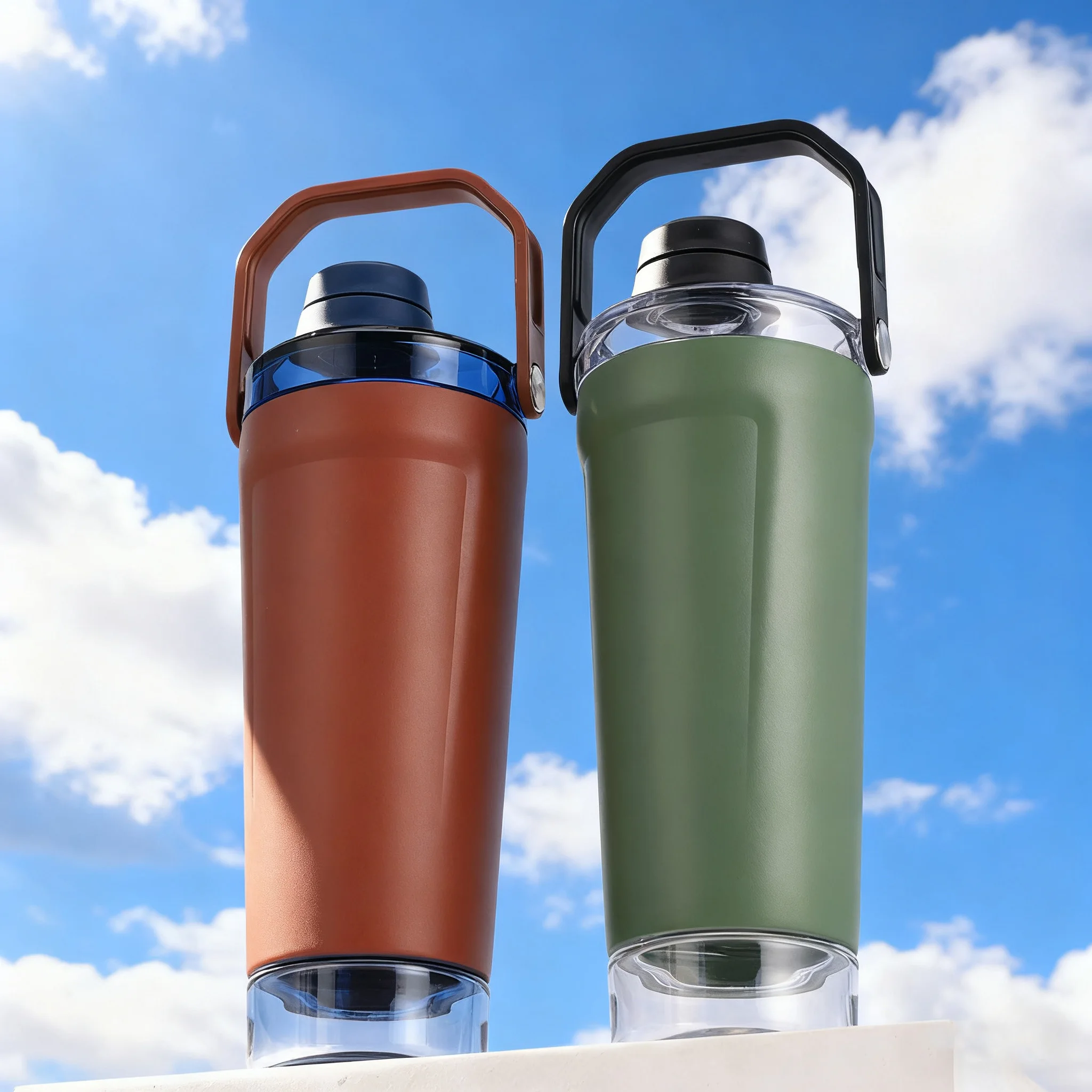 304 Stainless Steel Insulated Tumbler with Leak-Proof Flip Lid, Large Handle & Removable Compartment, Storage Bottom, Reusable O