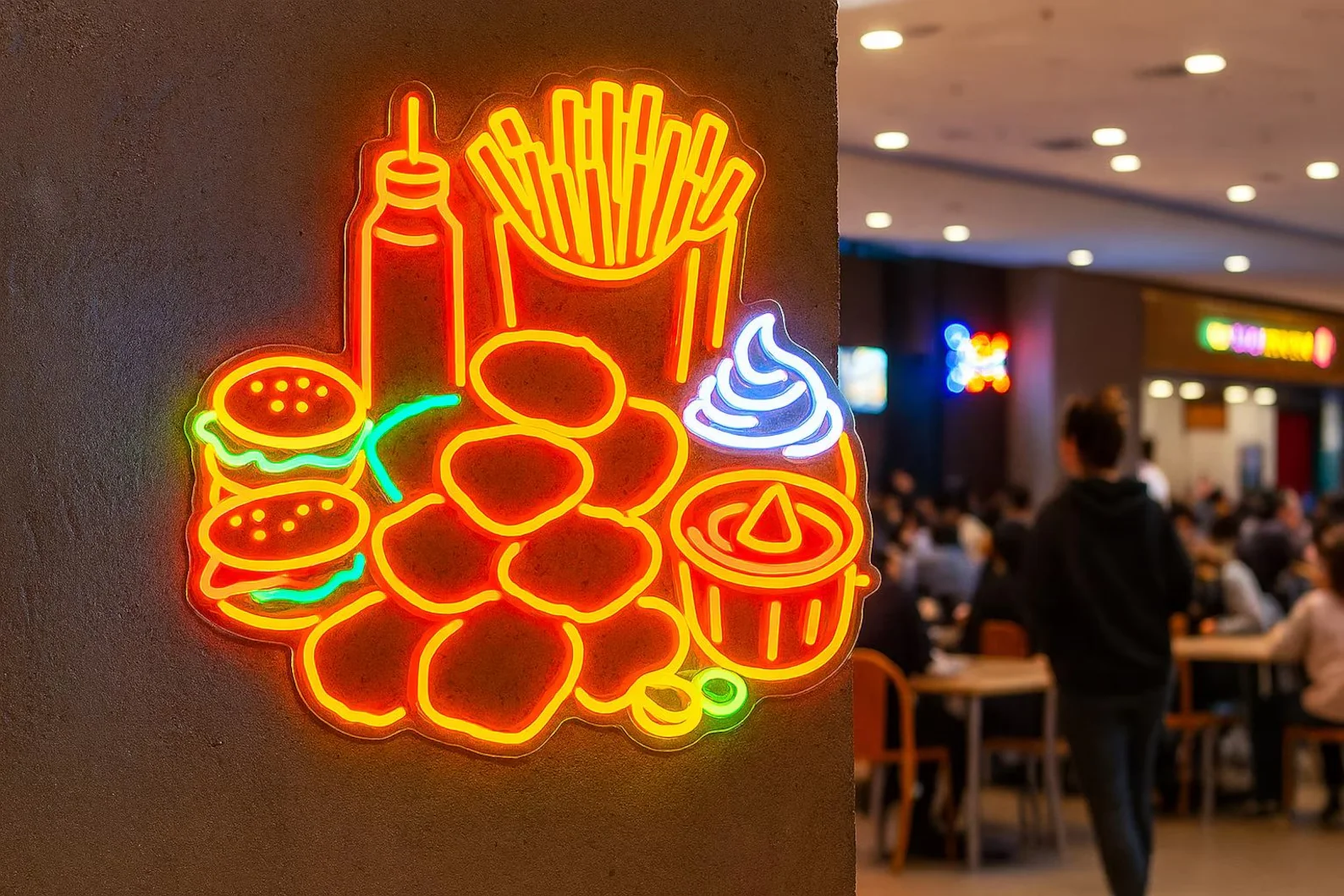

American Fast Food Neon Sign, Burgers Led Sign,Sandwiches LED Decor, Food Neon Sign, Fast Food LED Display Decor