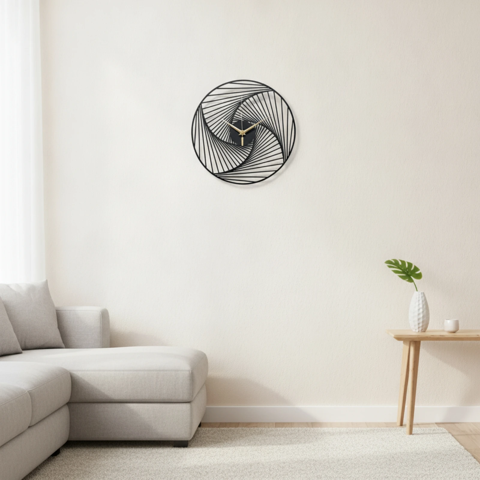 Metal Wall Clock Modern Clock with Openwork Frame Slim Profile Minimalist for Homeowners, Living Room, Bedroom