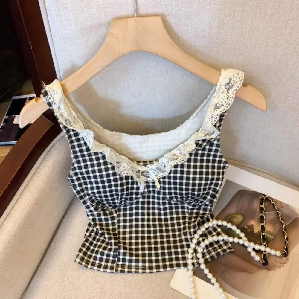 شريط شبكة Y2k سليم المحاصيل الأعلى الحلو أكمام الدانتيل سترة أعلى فتاة قاع قميص U الرقبة مقوس دانتيل بروتيل الشارع الشهير
