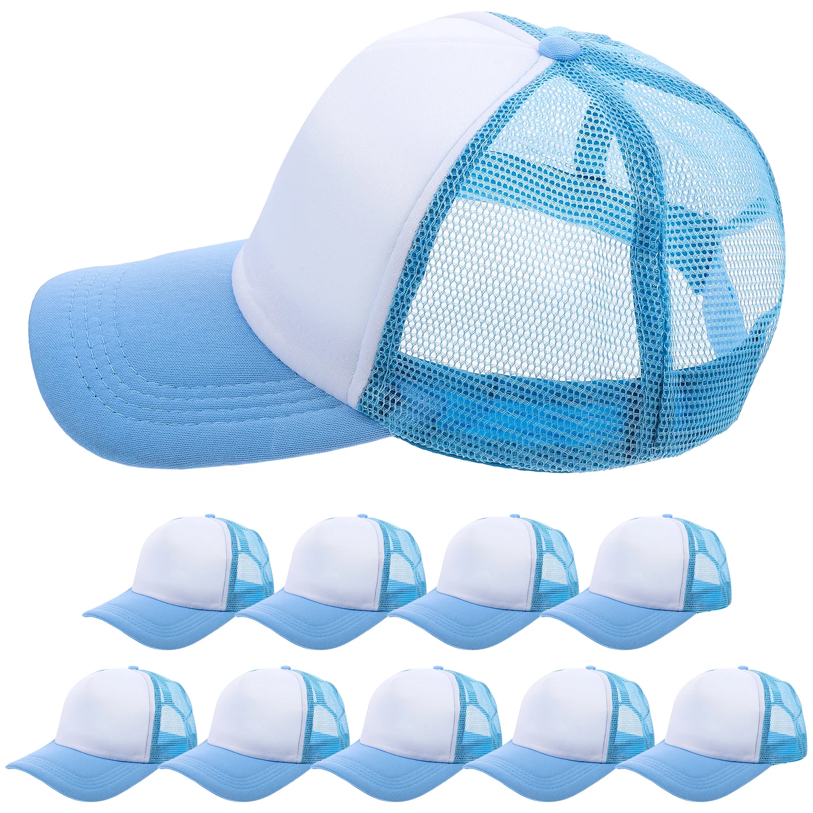 

10Pcs DIY Blank Baseball Caps Mesh Sublimation Hats Heat Transfer Outdoor Unisex Summer Sublimation Hats DIY Blank Hat
