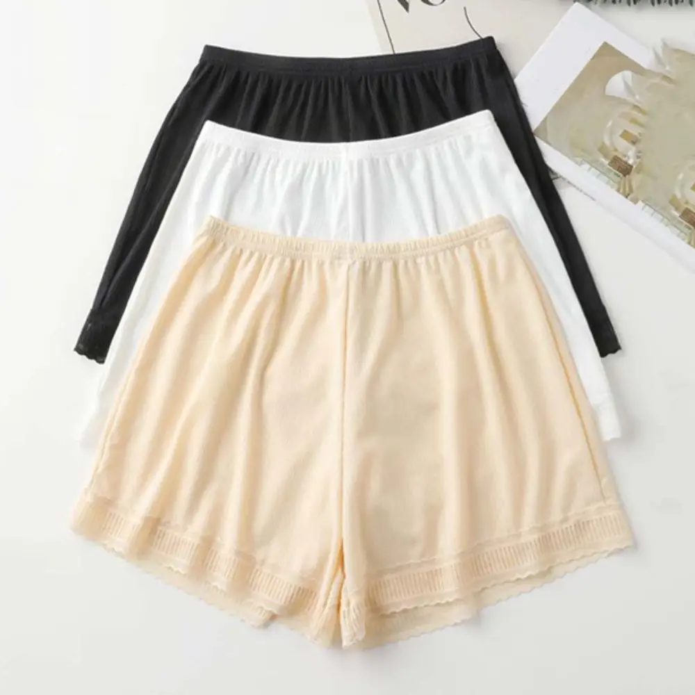 

Fashion Ice Silk High Waist Safety Pants Lace Loose Skirt Seamless Shorts Large Size Anti-Glare Summer Short Leggings Ladies