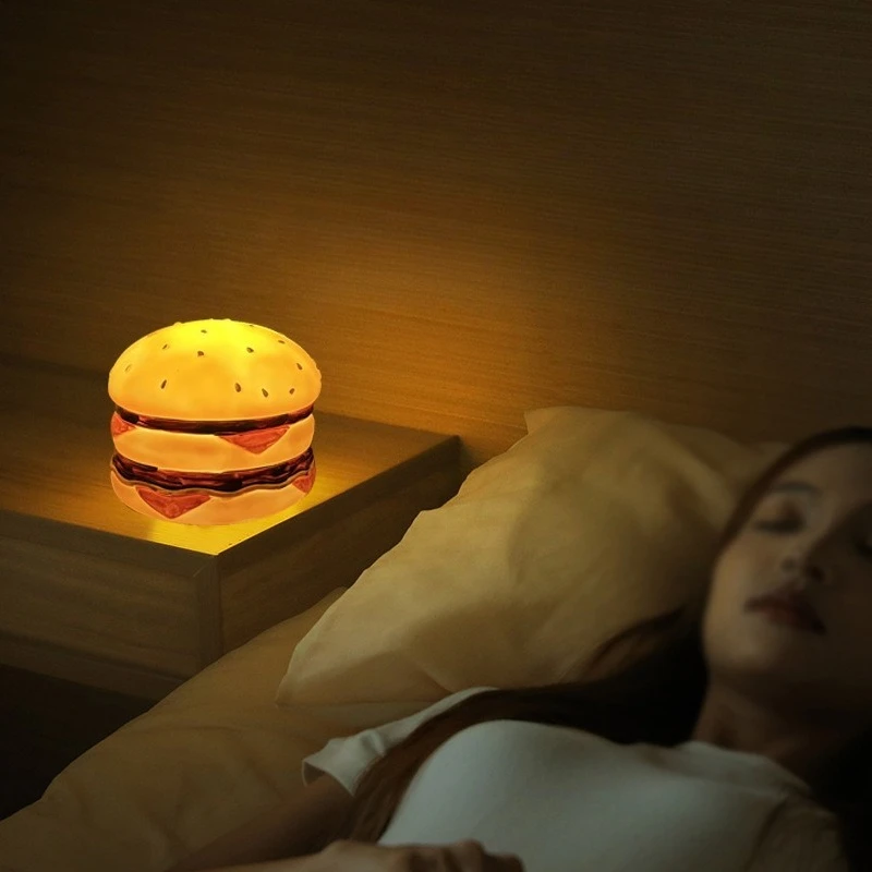 New Fun Burger Design Hand Drawn Patting Night Light Children's Sleep Atmosphere LED Night Light Festival Gift