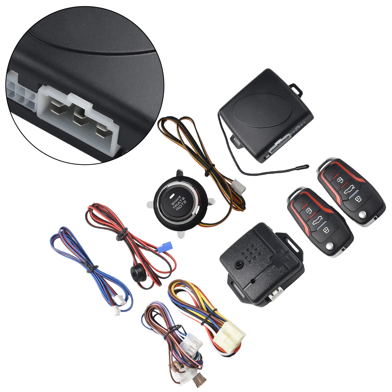 

Главный блок управления, кнопка запуска, кодирующий переключатель, датчик дистанционного ключа, антенна, простая установка, высокая надежность, водонепроницаемость