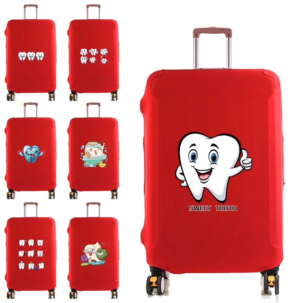 غطاء حقيبة الأمتعة حامي مرونة الغبار Case18 ~ 28 بوصة السفر الغطاء الواقي إكسسوارات السفر طباعة نمط الأسنان #1