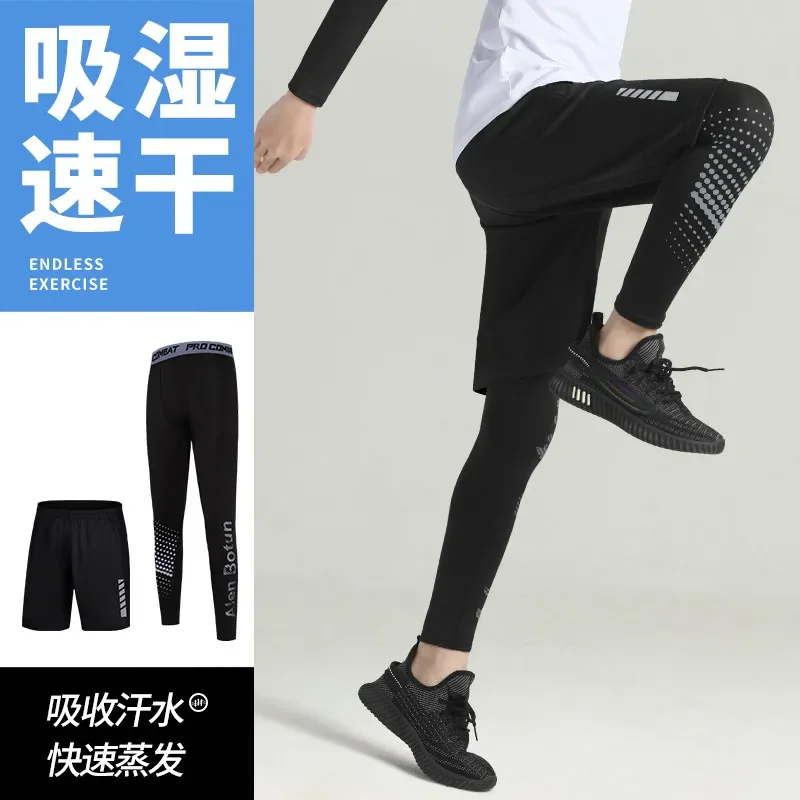 Men's Spring Compression Training Pants: Quick-Dry Athletic Leggings for Basketball, Running & Gym (Black Base Layer)