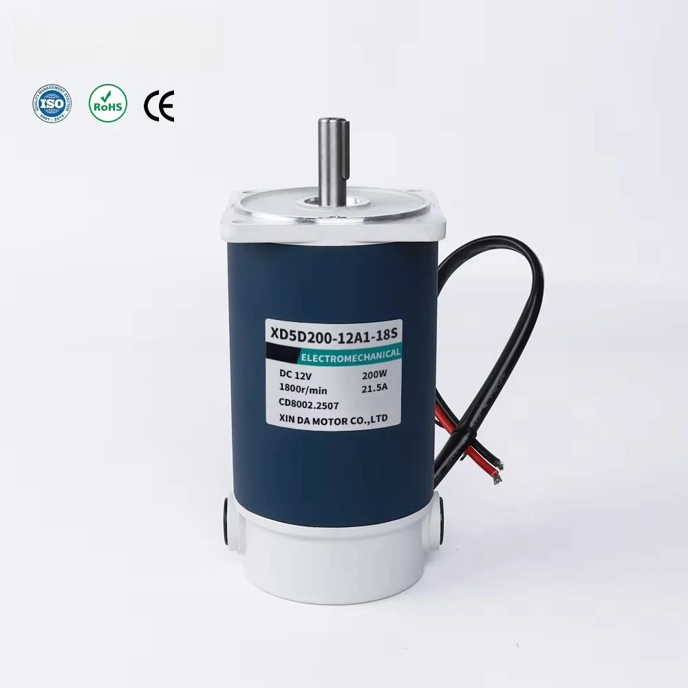 High-Speed 12V/24V DC Motor 200W With Strong 3000 Rpm Forward Reverse Adjustable Speed Brush Commutation for Fan Boat Use